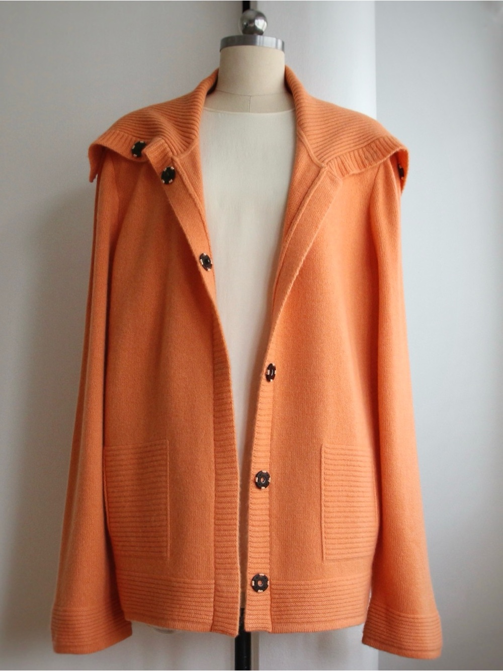 St. John Tangerine Cashmere Knit Cardigan